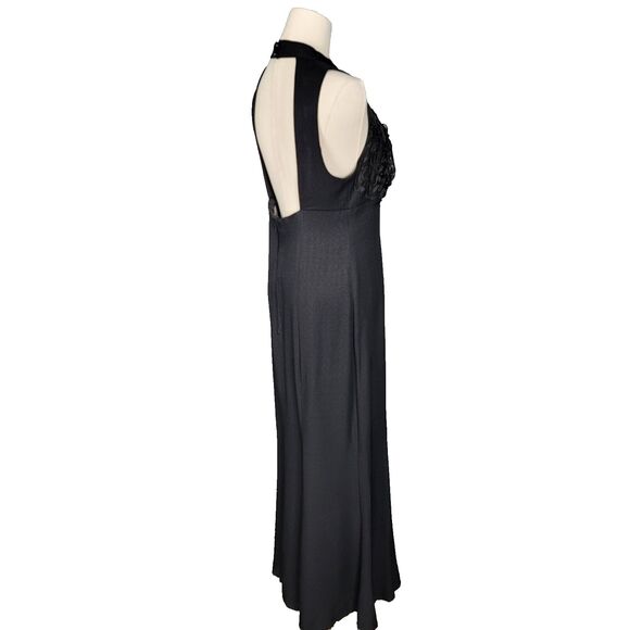 Vintage Dress 12 Med VTG 80s  Maxi Black Tie Prom Event - Picture 6 of 17